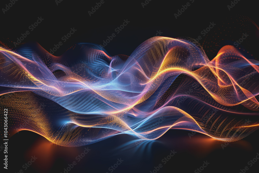 Abstract glowing wave lines isolated on a black background. Abstract glowing wave lines isolated on a black background.