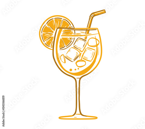 Aperol Spritz cocktail Vector illustration.