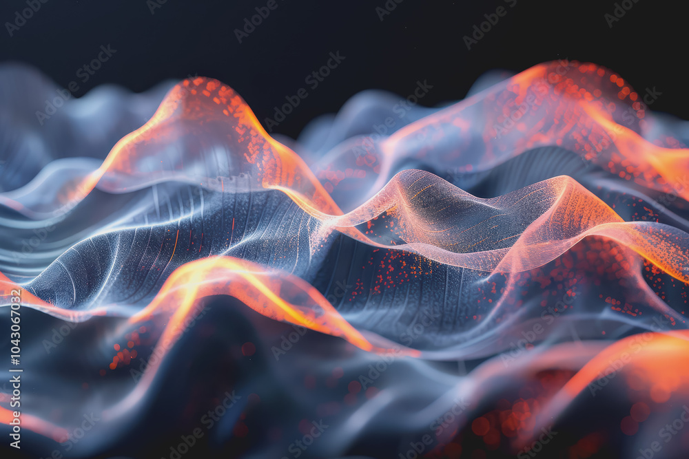 Fototapeta premium Abstract glowing wave lines isolated on a black background.
