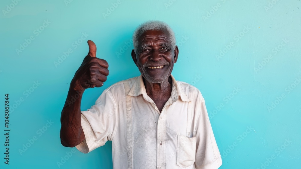 Smiling Man Giving Thumbs Up, on a solid color background. Smiling Man Giving Thumbs Up, on a solid color background.