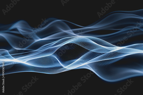 Abstract glowing wave lines isolated on a black background.