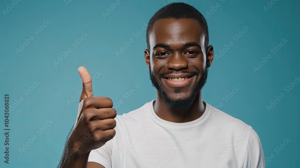 Smiling Man Giving Thumbs Up, on a solid color background. Smiling Man Giving Thumbs Up, on a solid color background.