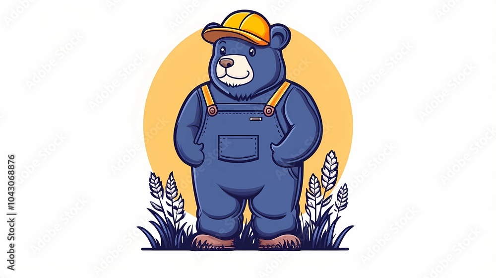 Cute anthropomorphic animal farmer in traditional farm clothing, ideal for stock imagery focused on agriculture. Cute anthropomorphic animal farmer in traditional farm clothing, ideal for stock imagery focused on agriculture.