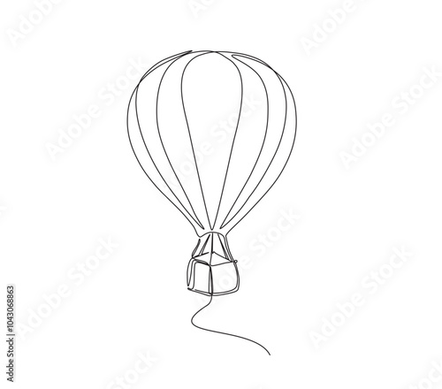 Hot air ballons in continuous one line drawing. Single line draw illustration of hot air ballons. Editable vector.