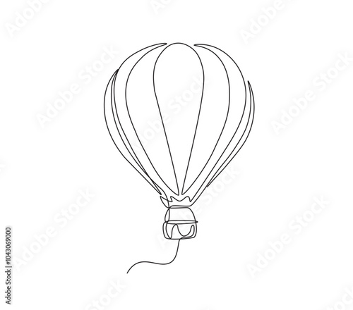 Hot air ballons in continuous one line drawing. Single line draw illustration of hot air ballons. Editable vector.