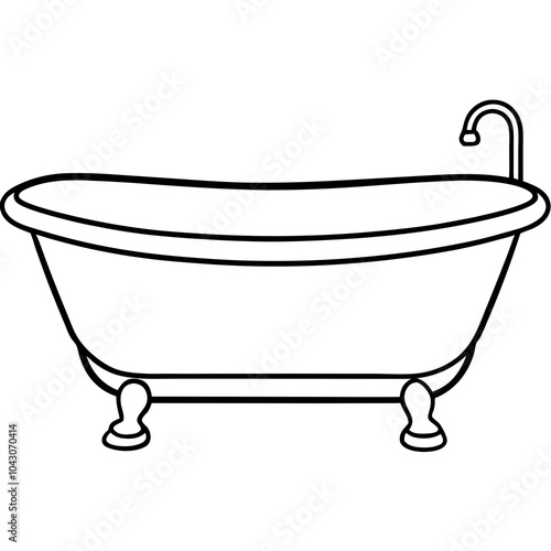 Bathtub line art
 vector art 

