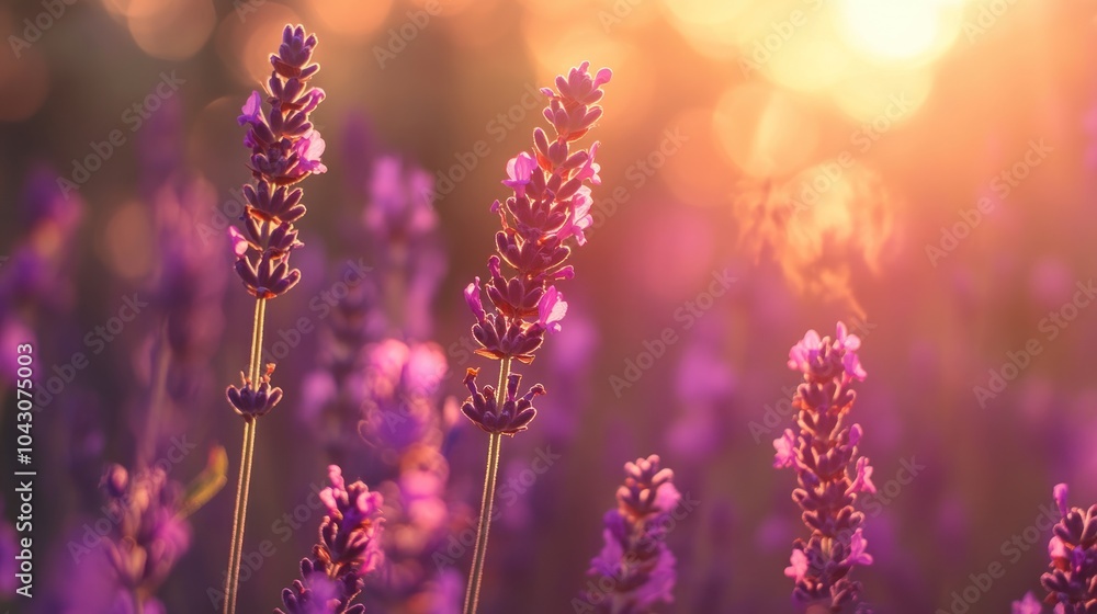A serene lavender field bathed in warm sunlight, creating a tranquil atmosphere. A serene lavender field bathed in warm sunlight, creating a tranquil atmosphere.