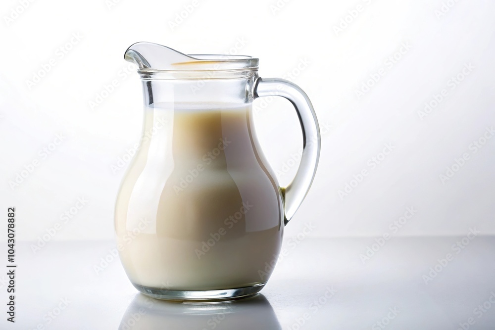 Glass jug of fresh milk isolated on white background Glass jug of fresh milk isolated on white background