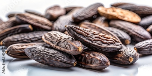 Wallpaper Mural Tonka Beans for Perfumery Ingredients on White Background - Aromatic, Natural, and Essential Elements for Fragrance Creation Torontodigital.ca