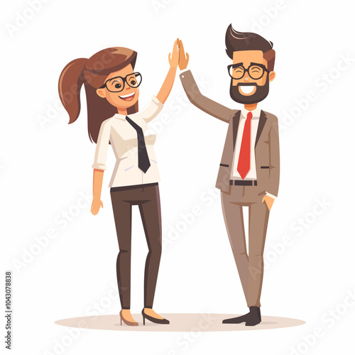 Happy Business Colleagues High Five.