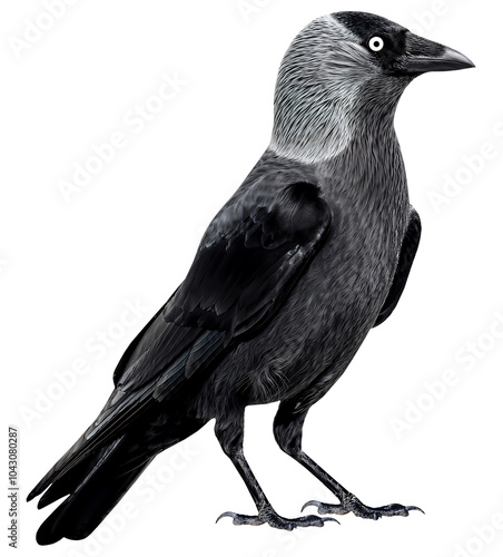 jackdaw (Corvus monedula), isolated on transparent background photo