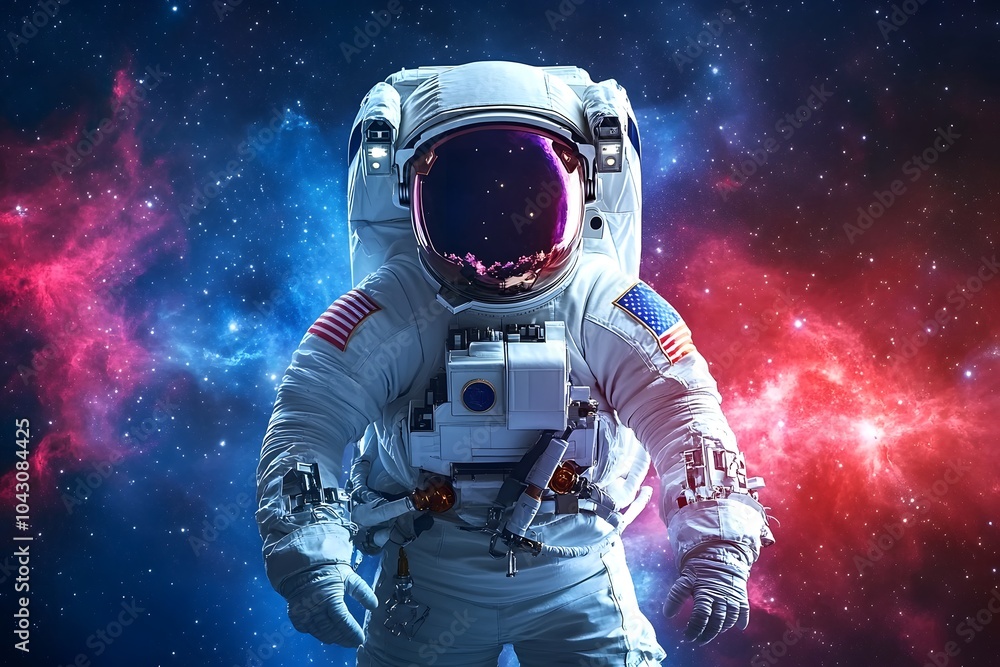 Fototapeta premium Exploring the cosmic frontier an astronaut's journey