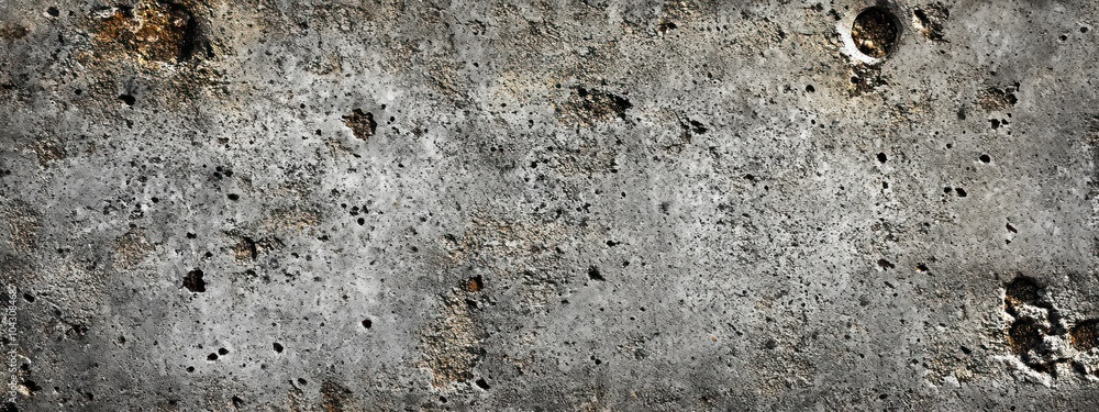 A textured concrete surface with visible imperfections and holes. A textured concrete surface with visible imperfections and holes.