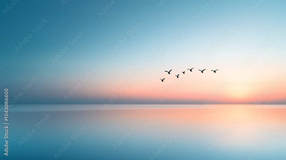Silhouette of Birds Flying at Dusk Silhouette of Birds Flying at Dusk