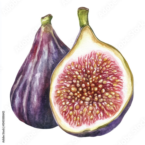 Devils fig fruit watercolor clipart illustratration