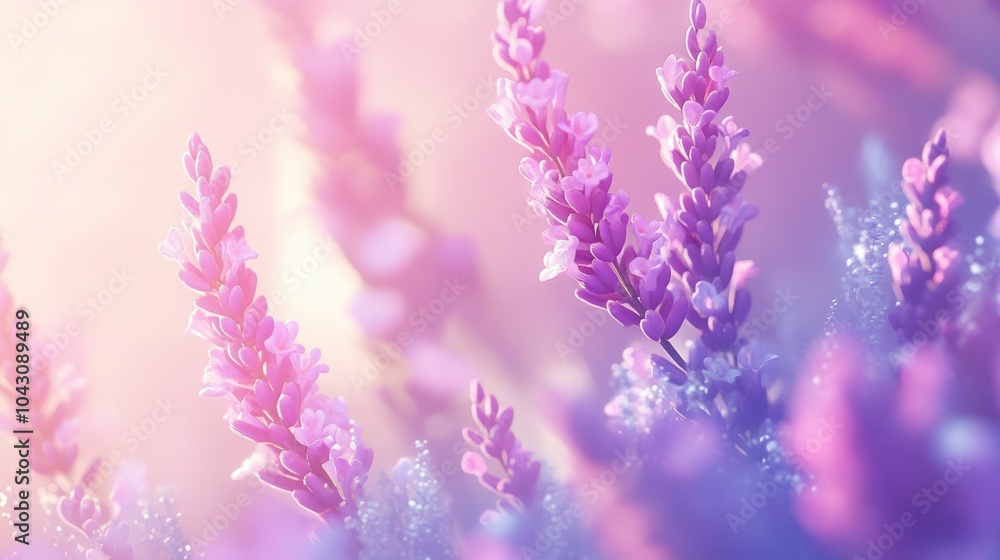 A close-up of lavender flowers with soft pastel hues, evoking tranquility and beauty. A close-up of lavender flowers with soft pastel hues, evoking tranquility and beauty.