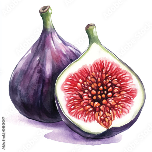 Devils fig fruit watercolor clipart illustratration