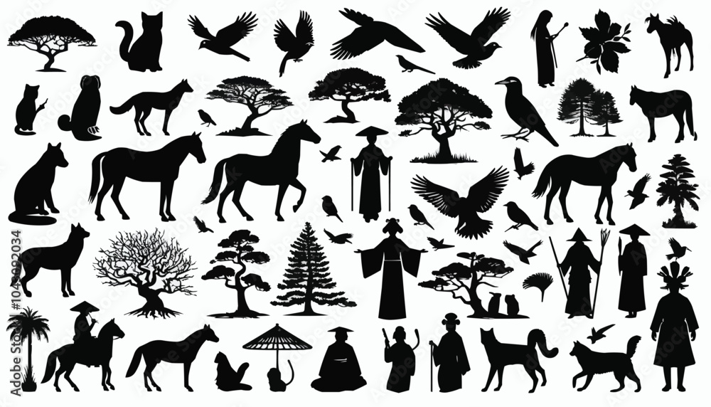 Naklejka premium A silhouette of a group animals