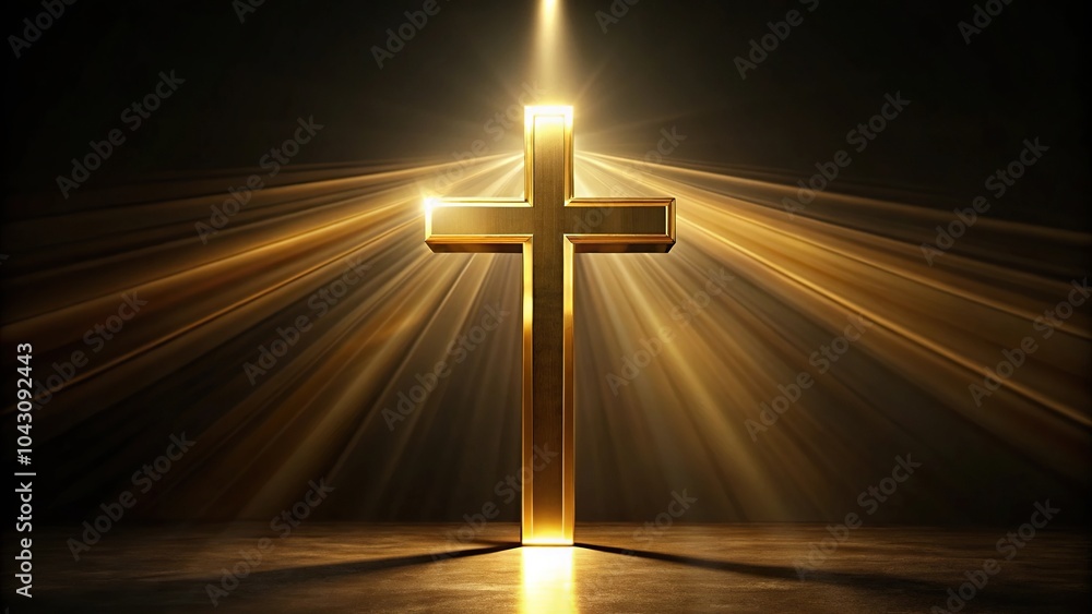 Glowing golden cross ceremony High Angle Glowing golden cross ceremony High Angle