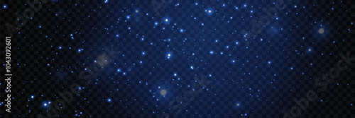 Flying light dust particles and bokeh. On a transparent background.