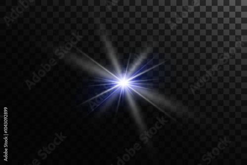 Flash of stars and rays. On a transparent background.