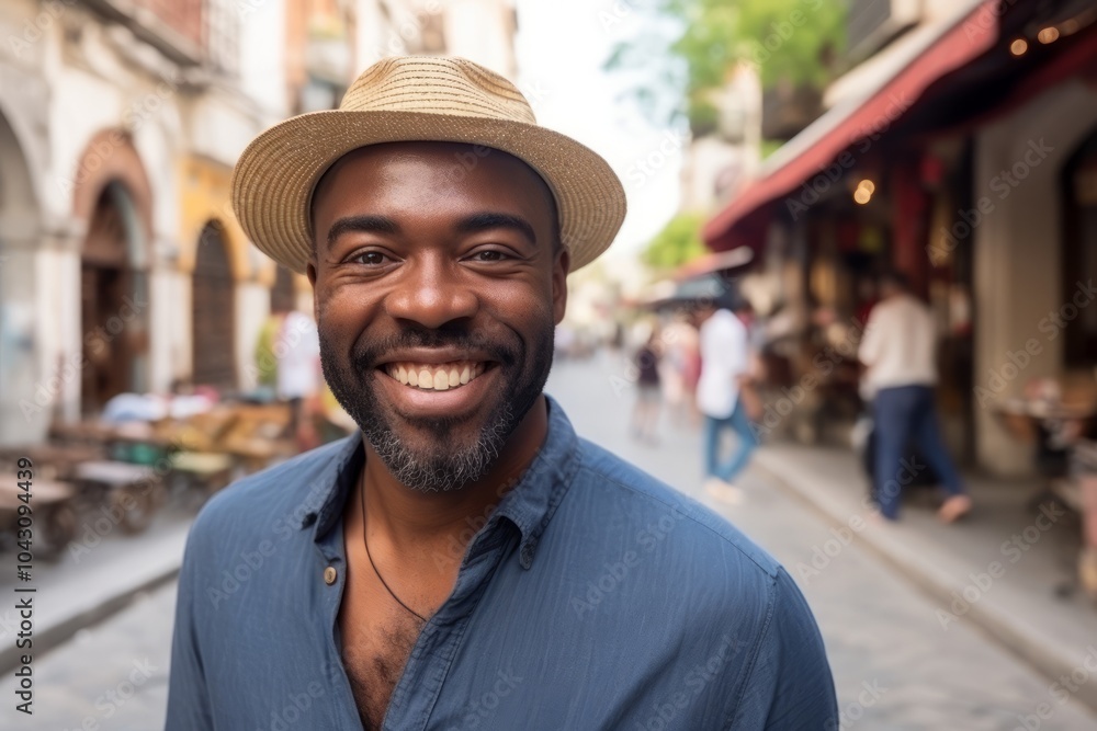 Portrait of a smiling african american man in the city Portrait of a smiling african american man in the city