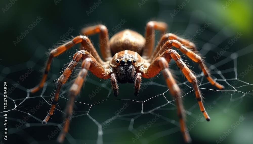 Close-Up of a Giant Creepy Crawling Spider Slowly Traversing an Old Web in the Dark Close-Up of a Giant Creepy Crawling Spider Slowly Traversing an Old Web in the Dark