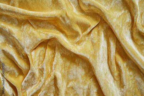 Gold Velvet Background. Soft and Fluffy Golden Yellow Velour Fabric Texture