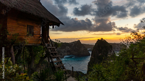 Experience the Serene Beachside Sunset while staying in an Elevated Cabin by the shore