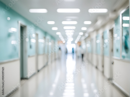 blur background of modern hospital ICU corridor interior, medical and healthcare concept