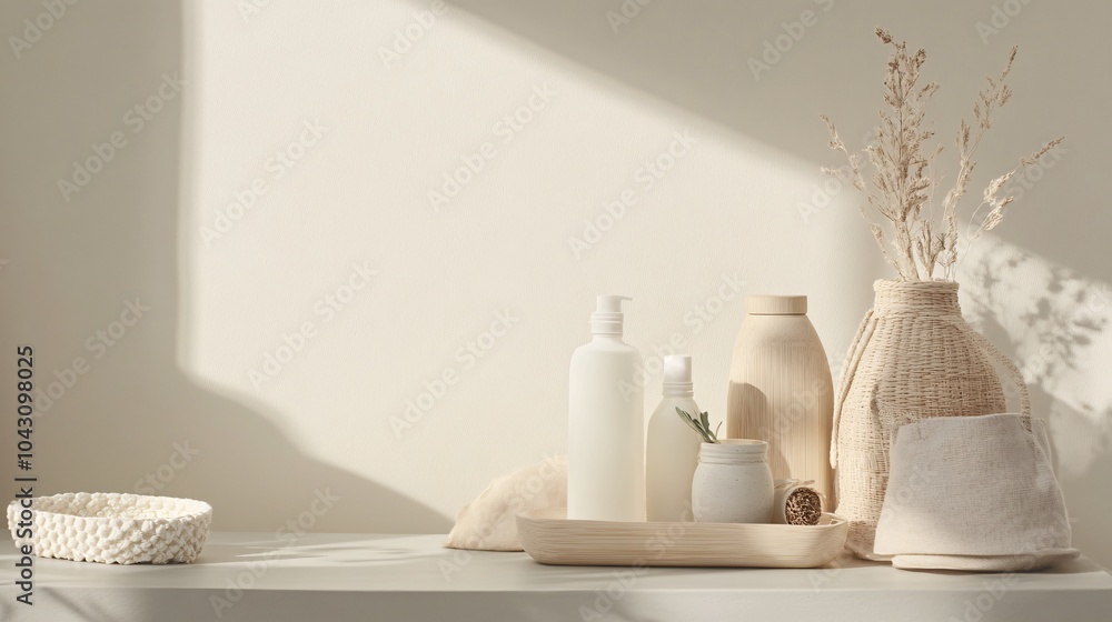 zero-waste lifestyle still life, diverse eco-conscious packaging materials, organic textures, gentle side lighting, environmental responsibility theme, studio photography aesthetic zero-waste lifestyle still life, diverse eco-conscious packaging materials, organic textures, gentle side lighting, environmental responsibility theme, studio photography aesthetic