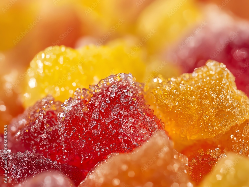 Macro photography of candied fruits, crystallized sugar surface, glistening details, studio lighting Macro photography of candied fruits, crystallized sugar surface, glistening details, studio lighting