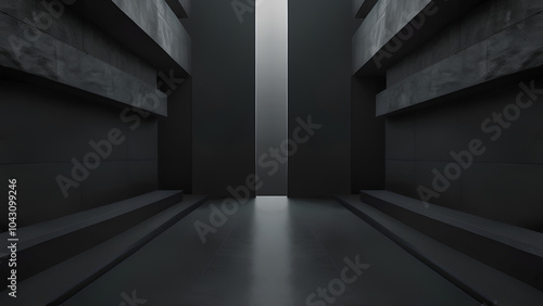 Minimalist Futuristic Hallway - Symmetrical Architecture - AI Generative - Digital Art