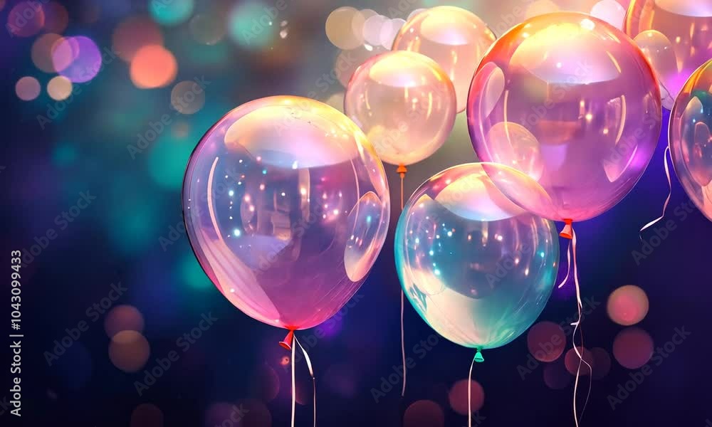 Colorful Balloons Against a Sparkling Background Colorful Balloons Against a Sparkling Background