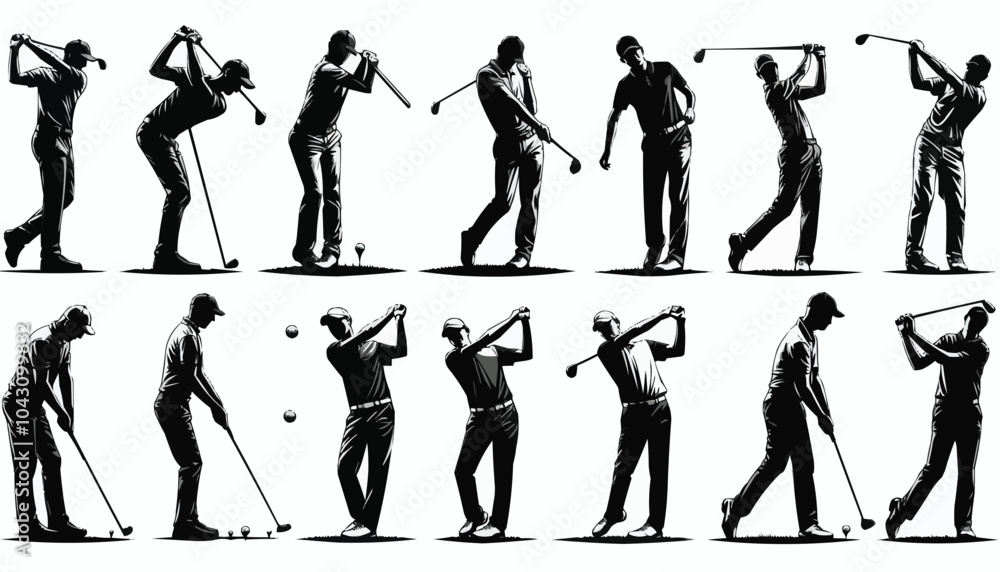 Naklejka premium silhouettes of people golf