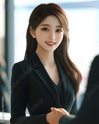 A young middle-aged Japanese woman works in a business-style office Free Download A young middle-aged Japanese woman works in a business-style office - GFXLoad
