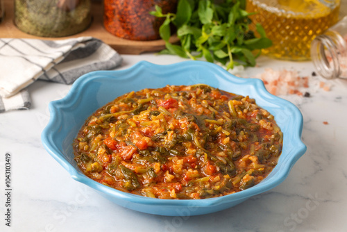 Traditional Turkish cuisine purslane dish (Turkish name; semizotu yemegi)