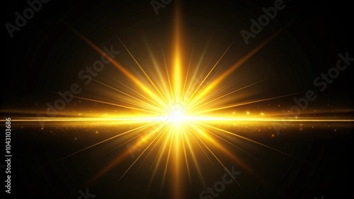 golden light shines on black background