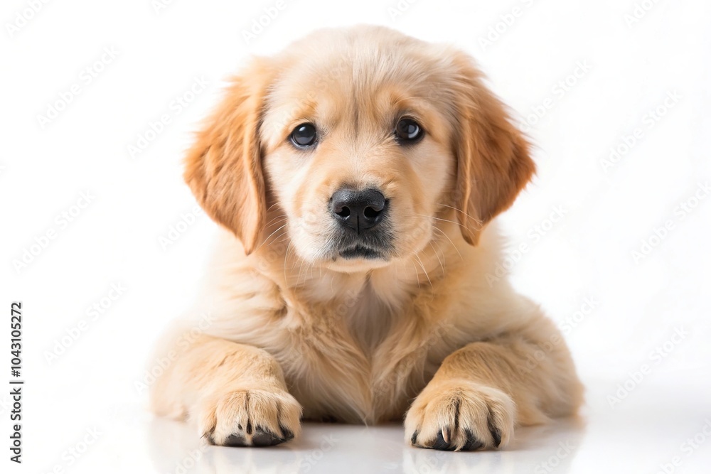 Golden retriever puppy in the air, isolated on white background Golden retriever puppy in the air, isolated on white background