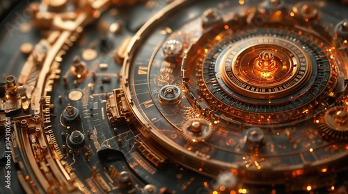 Wallpaper Mural Floating elements of a deconstructed timepiece display intricate gears, glowing mechanisms, and circular designs in a captivating arrangement highlighting craftsmanship and engineering Torontodigital.ca