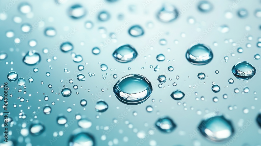 Close-up of droplets on a blue surface, showcasing the beauty of water and its reflections. Close-up of droplets on a blue surface, showcasing the beauty of water and its reflections.