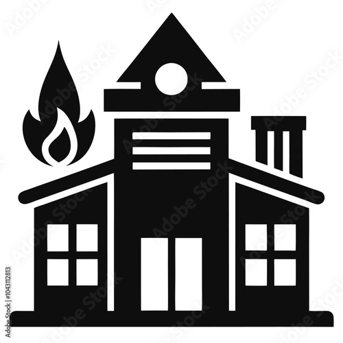 Fire Station building icon symbol vector design on white background