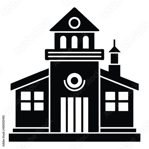 Fire Station building icon symbol vector design on white background