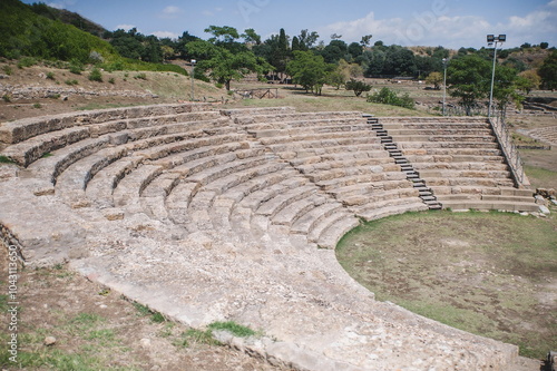 ruins of the ancient amphitheater in Morgantina in Sicily photo