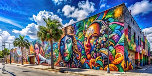 Graffiti art on Wynwood street wall in Miami, Florida