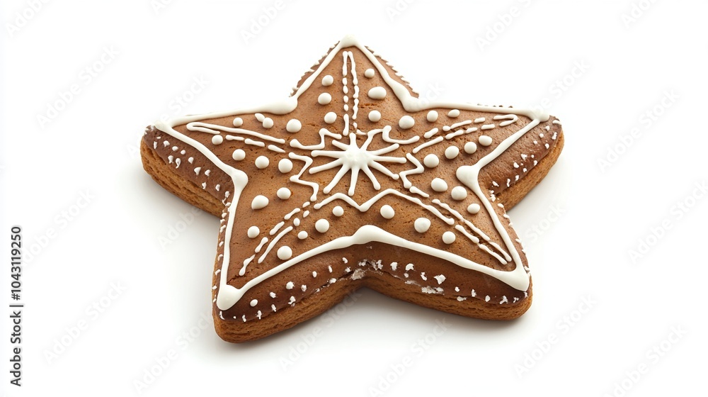 AI-Generated Star-Shaped Gingerbread for Christmas, Isolated on Clean White Background