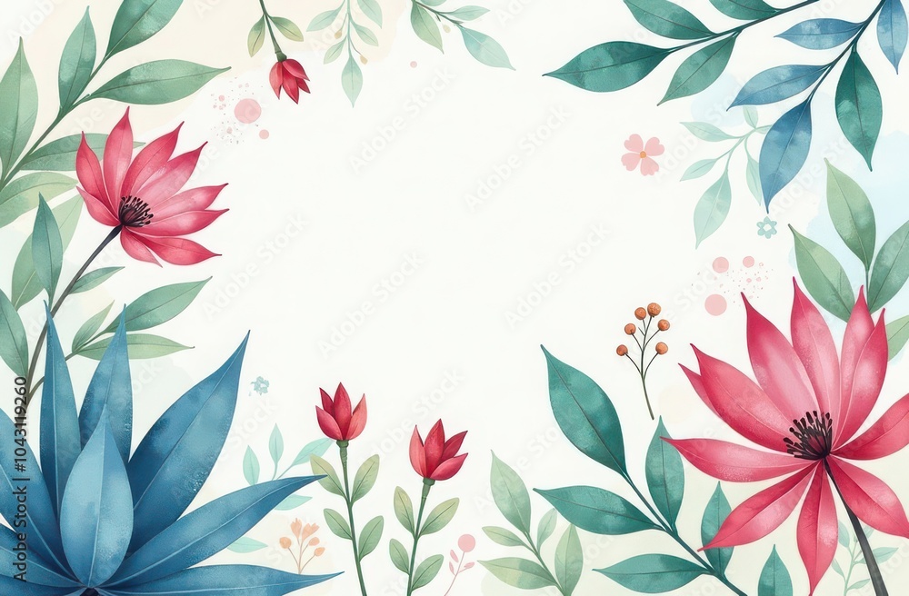 white background with flowers and leaves white background with flowers and leaves