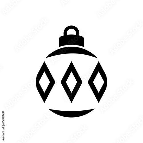 Decoración de Navidad. Logo con silueta de bola de navidad en espacio negativo con rombos para tarjetas y felicitaciones