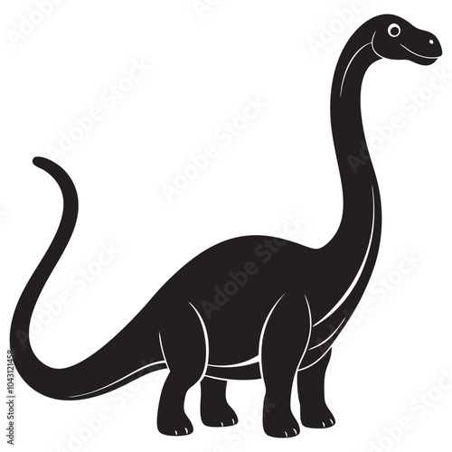 Adorable Brachiosaurus Vector Silhouette Graphic