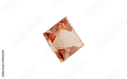 Garnet with rutile inclusions faceted old mine cut stone mineral macro photography on white isolated background close up
